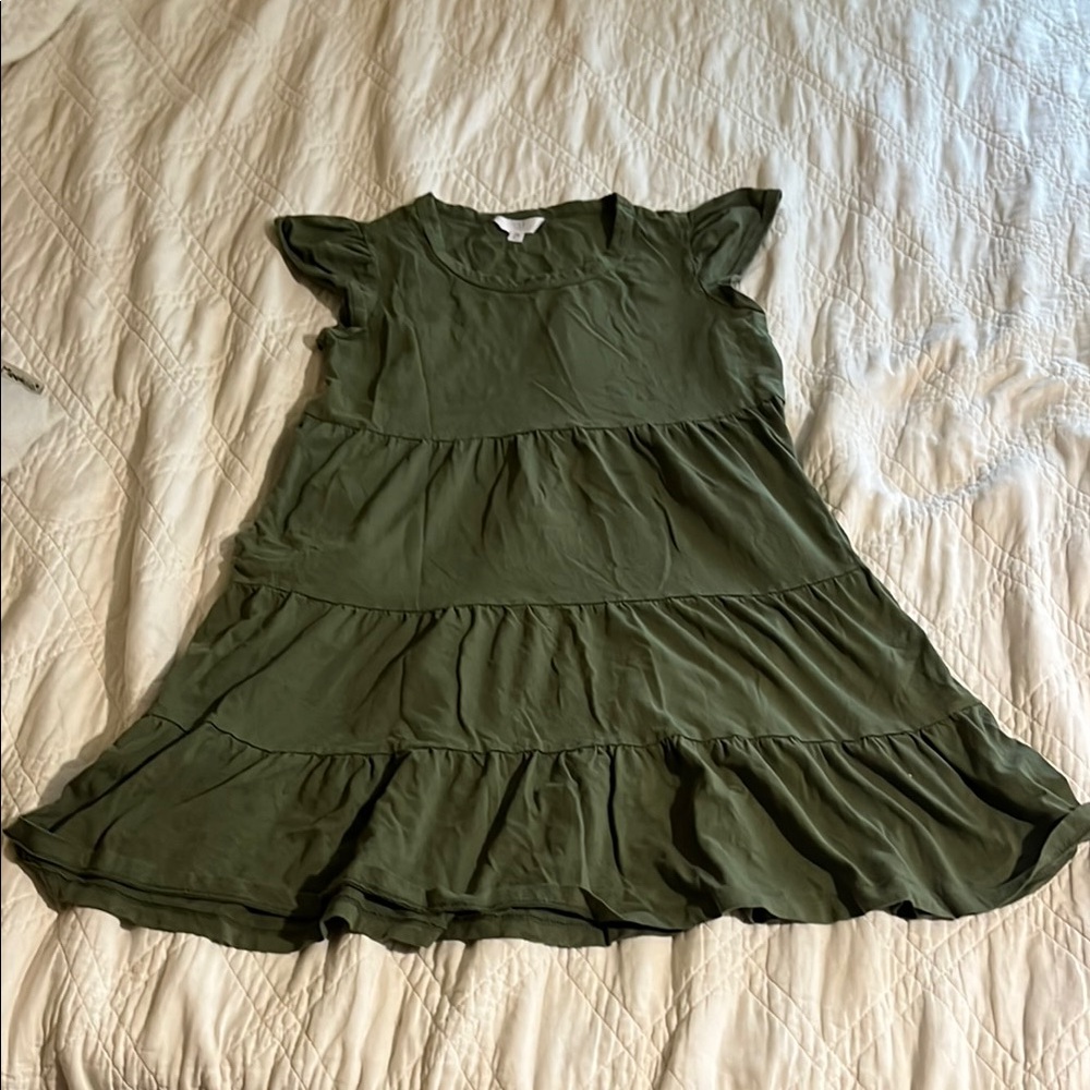 Time and Tru Green Maxi Tiered A-Line Skirt